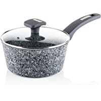 Westinghouse Cazo Cocina - 20 cm Cacerola para Inducción con Tapa de Cristal - Granito Gris